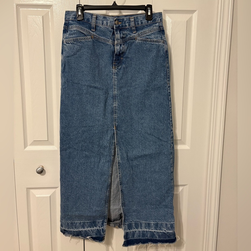Mango Blue Denim Midi Skirt
